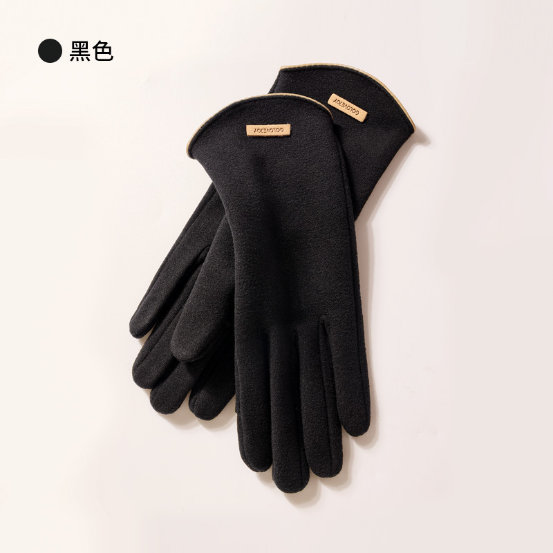Winter new cashmere gloves women outdoor small fragrance style fleece thickened warm gloves cold-resistant touch screen DY50