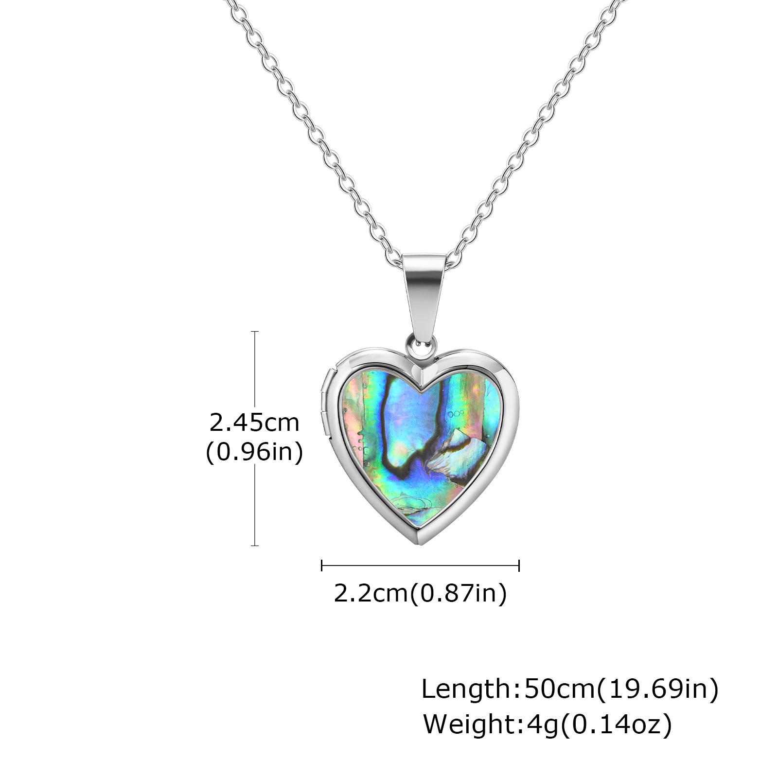 Stainless Steel Women's Gold Heart Pendant White Shell Abalone Pattern Necklace Openable Photo Locket Necklace