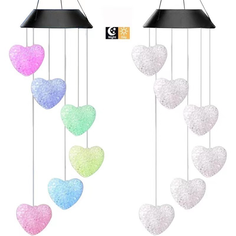Solar Wind Chime Courtyard Decorative Light Color Changing Balcony Outdoor Waterproof Hanging LED Hummingbird Light String
