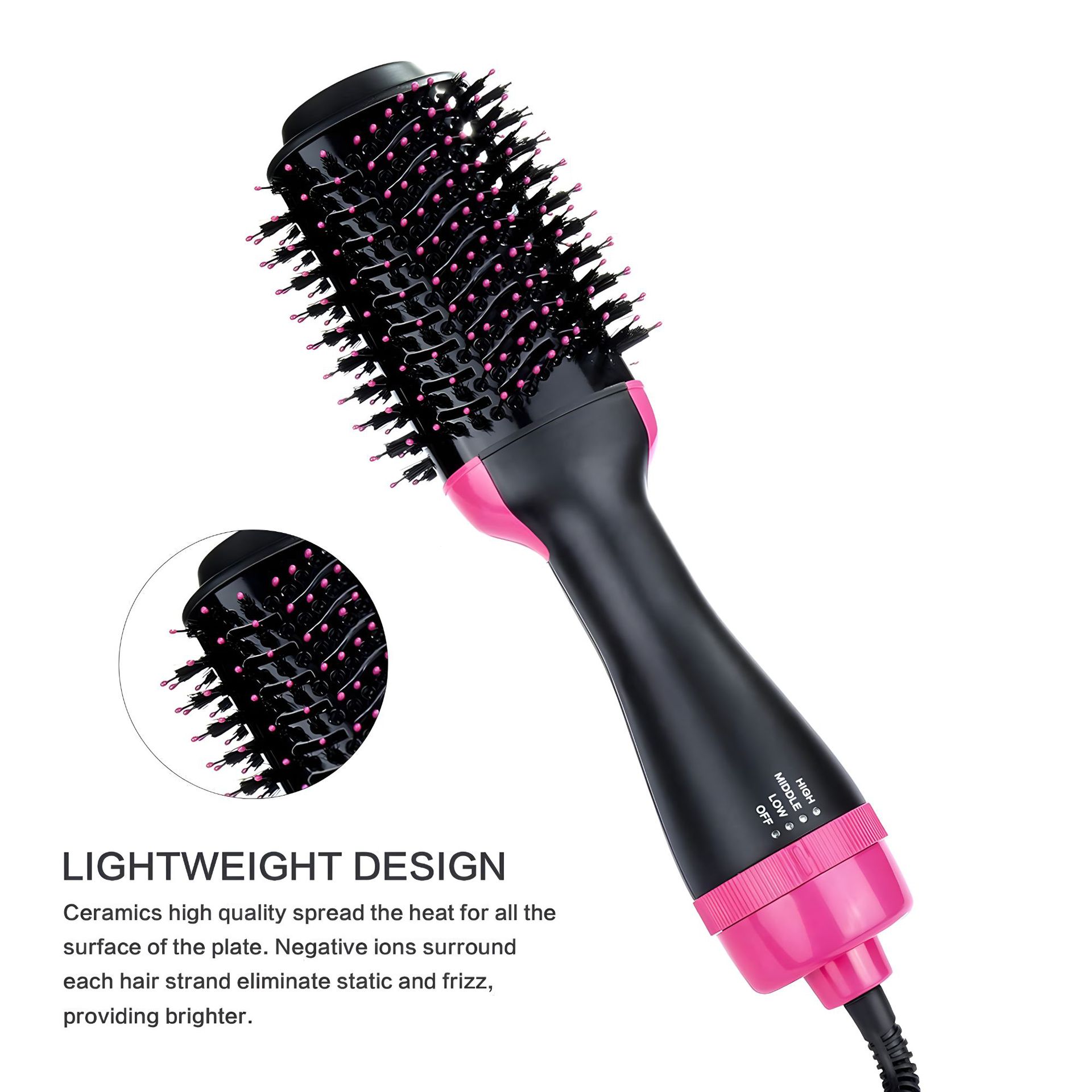 Negative Ion Hot Air Brush Lazy Blow Straight Curl Voluminous All-in-One Home Non-Damaging Styling Curling Iron