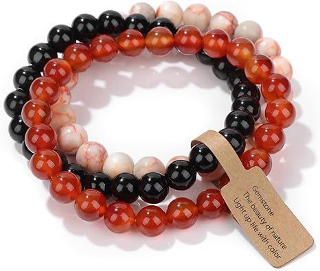 Colorful Natural Stone Semi-Precious Gemstone Bracelet Pink Zebra Yellow Tiger Beaded Bracelet Unisex