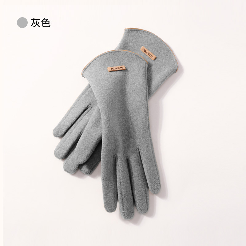 Winter new cashmere gloves women outdoor small fragrance style fleece thickened warm gloves cold-resistant touch screen DY50