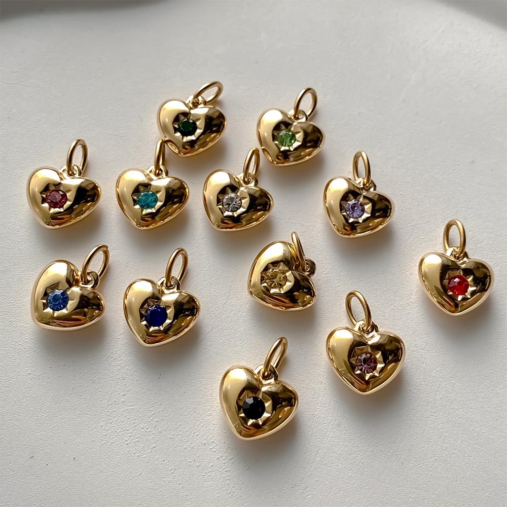 eManco 14K Gold Plated Rhinestone Love Small Pendant Handmade DIY Necklace Bracelet Earrings Jewelry Accessories Vacuum Plating
