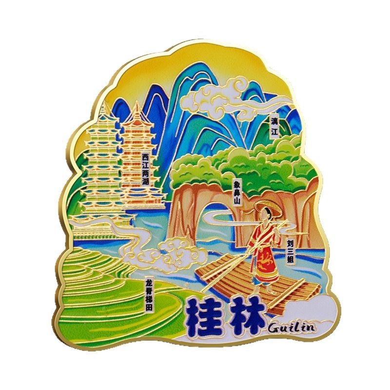 Scenic City Landmark Tourism Cultural Creative Metal Refrigerator Magnet UV Printing Chongqing Cultural Creative Tourism Magnetic Refrigerator Magnet