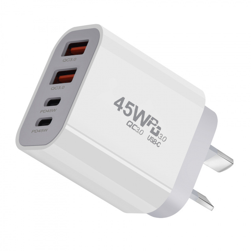 45W GaN PD Charger Dual PD+USB Mini 4-Port Charger 45W Australia Standard PD Fast Charger