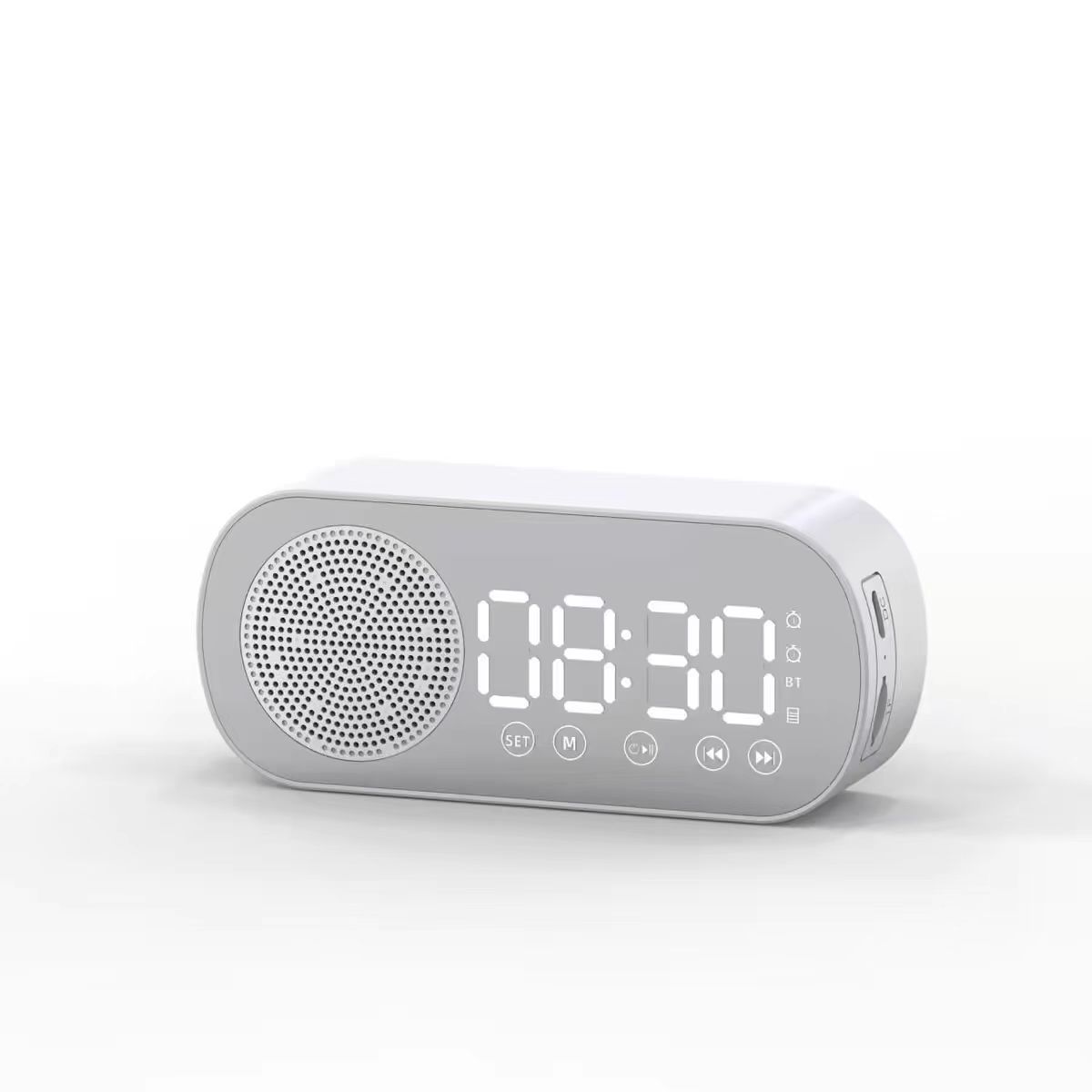New Mirror Clock Alarm Clock Plug-in Card Bluetooth Speaker Colorful Lights Heavy Bass FM Portable Gift Audio