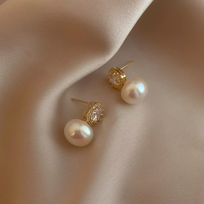 Fruit Bubble Pearl Earrings New Earrings Simple Zirconia Silver Needle Earrings for Women