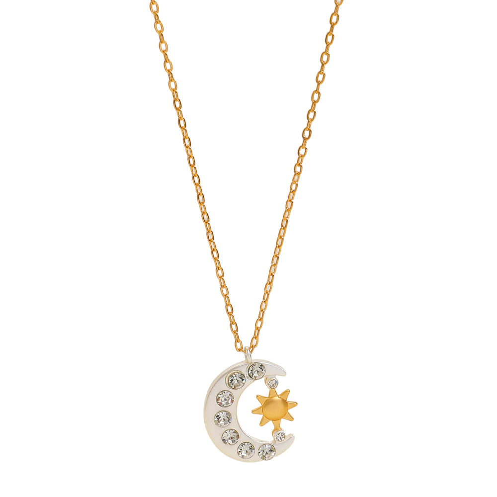 Luxurious Diamond Star Moon Pendant Necklace Festival Women's Clothing Matching Star Moon Collarbone Chain