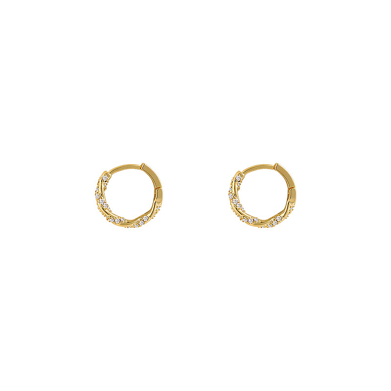 Circle Zircon Earrings 2024 New Niche Unique Earrings for Women Gold Plain Circle Ear Cuff Ear Hoops