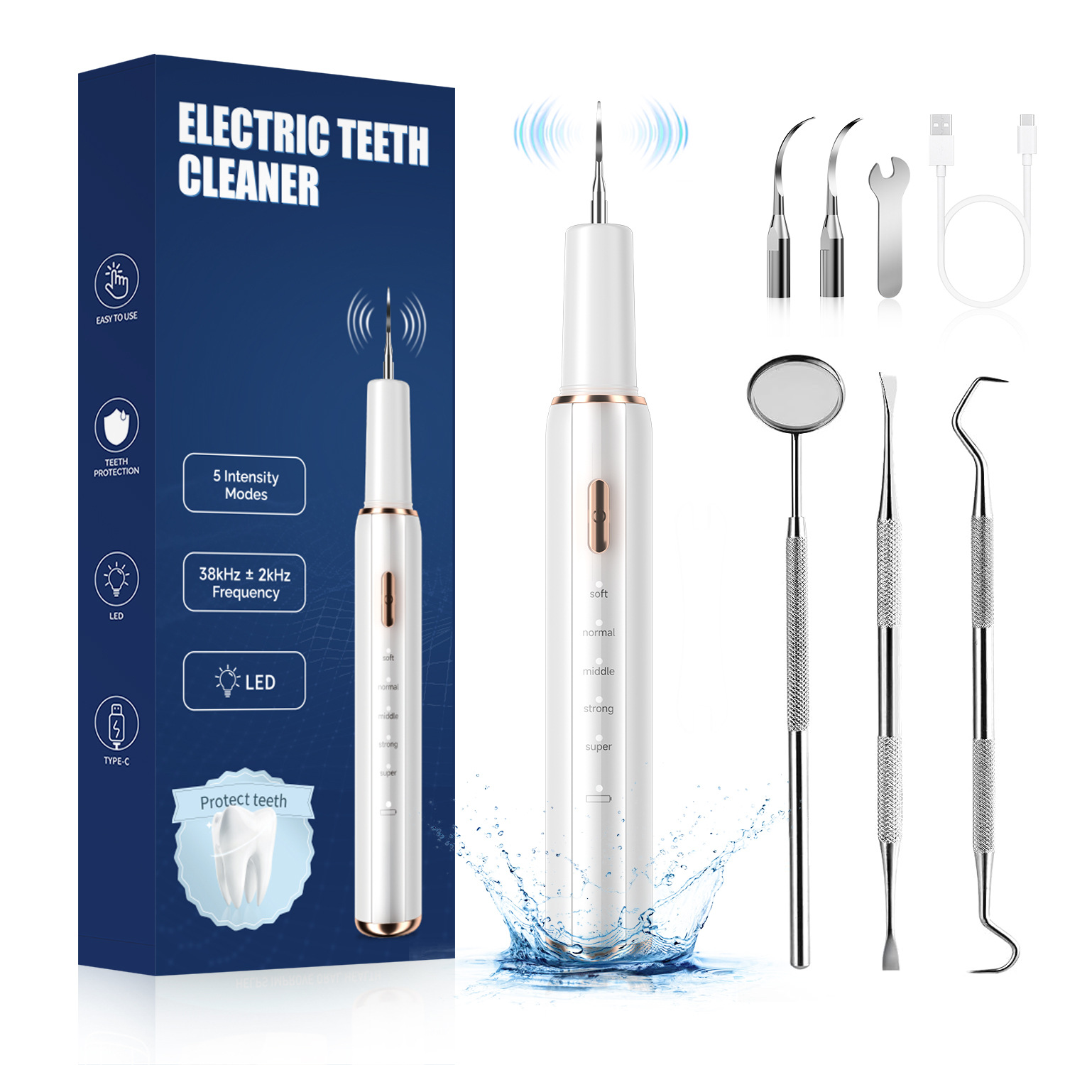 Teeth cleaner, removes tartar and plaque, water flosser, electric, Yue'er Wanwan ultrasonic tooth cleaner