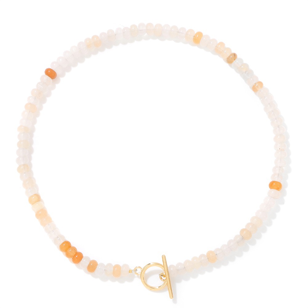 4*6 Abacus Bead Stone Beaded Necklace Women KC Gold OT Clavicle Chain Accessory
