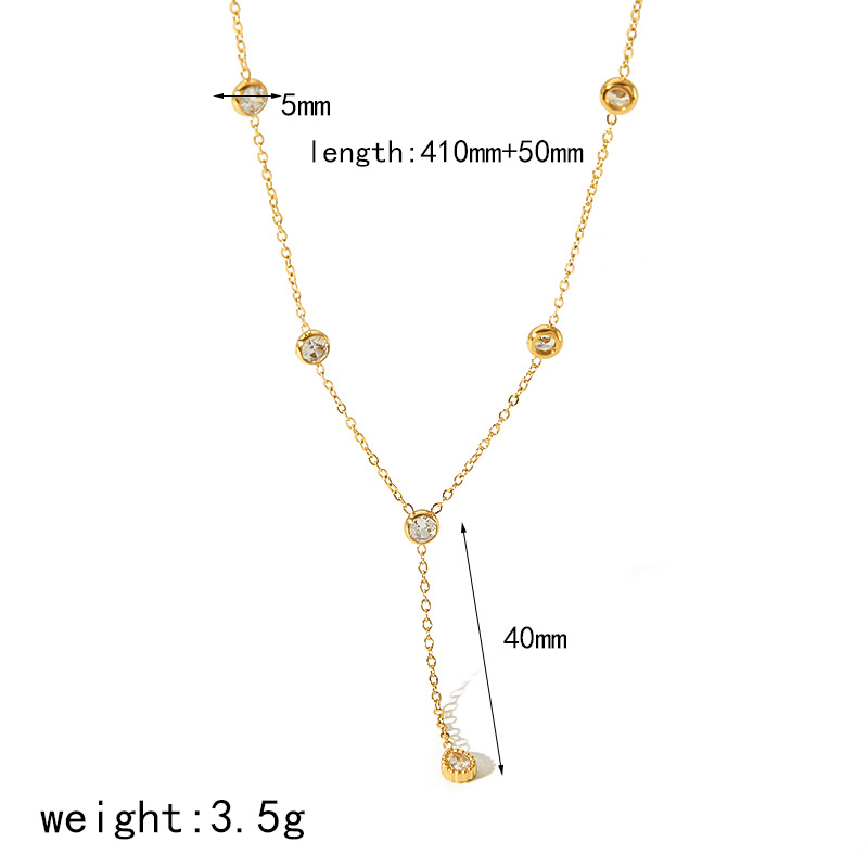 18k gold zircon titanium steel necklace long sweater chain锁骨链 exclusive supply