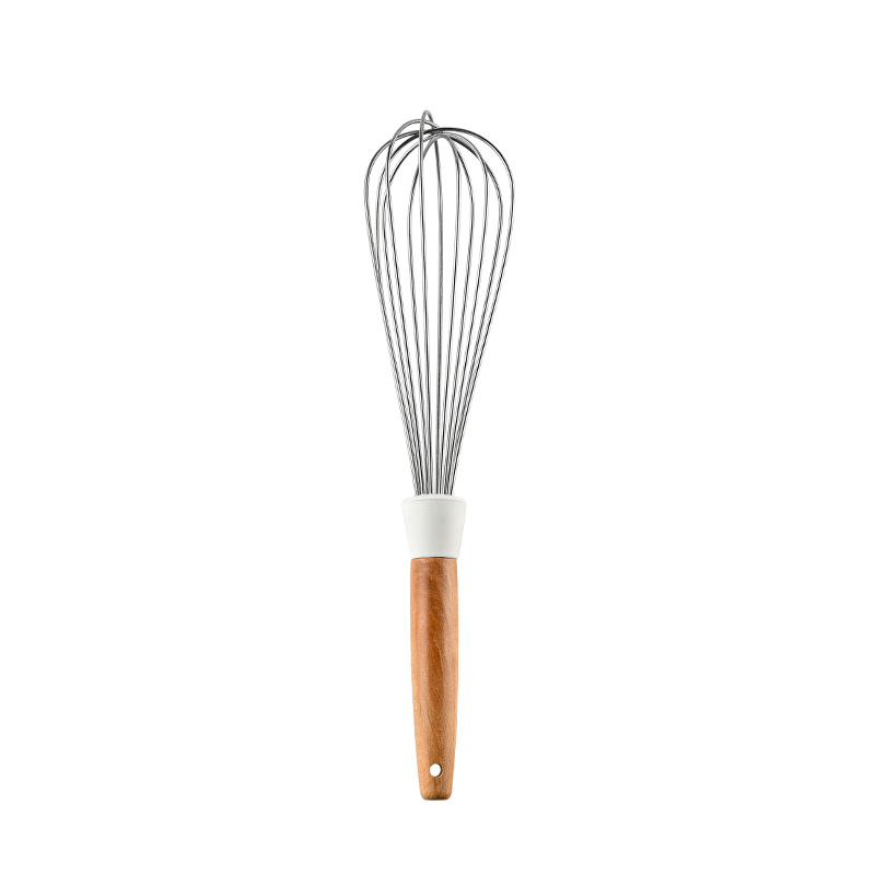 Wood Handle White Silicone Kitchenware Set 12-Piece Set Nordic Simple Non-Scratch Pan Kitchen Tool Set