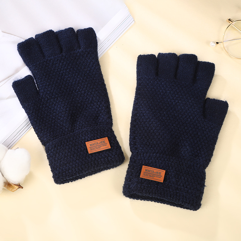 New Product Warm Half-Finger Gloves Writing Flexible Convenient Warm Thickened Anti-Cold Imitation Cashmere Unisex Gloves
