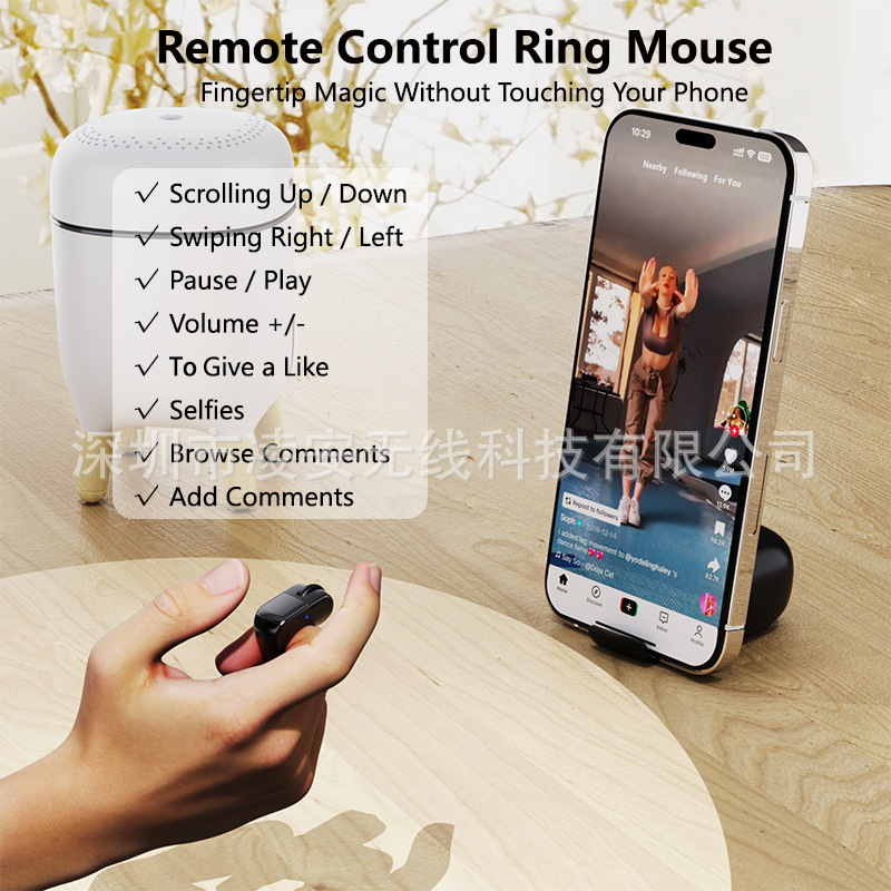 Bluetooth ring mouse remote control TikTok short video PPT page turner controller universal for phone tablet computer