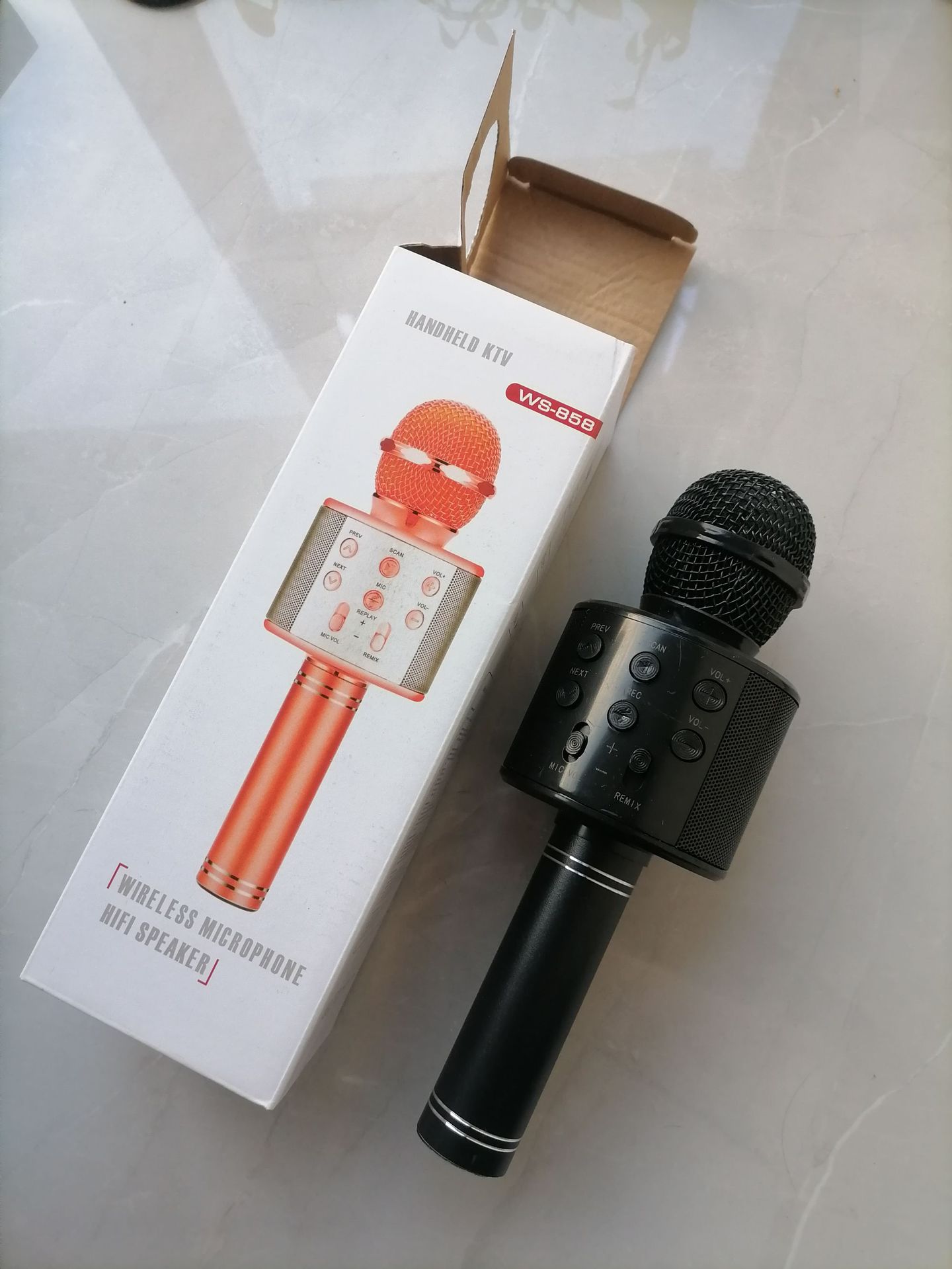 WS858 Phone Microphone Wireless Bluetooth Microphone K12 Song Phone Microphone Bluetooth Speaker K Song Bao
