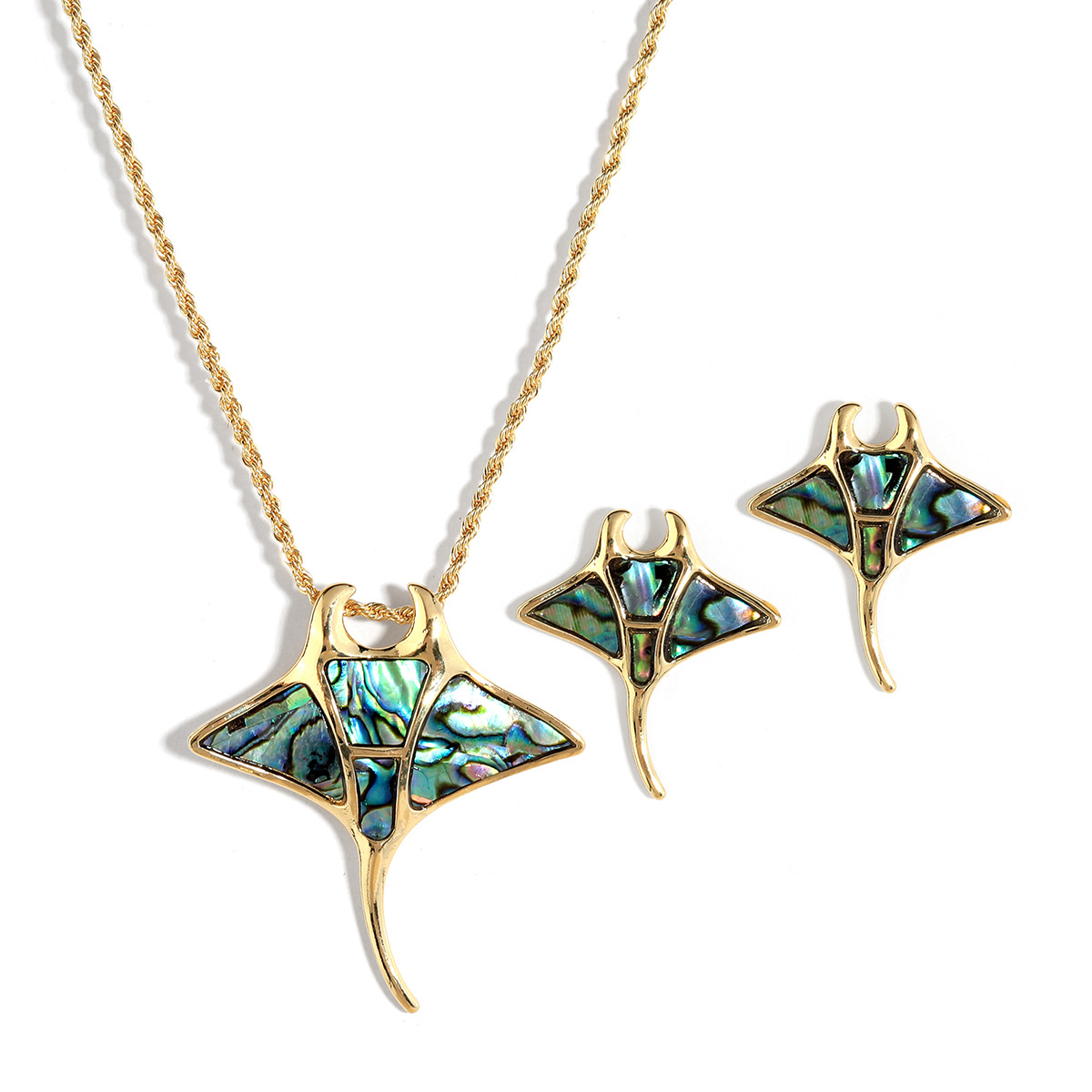 Summer Abalone Shell Applique Necklace Jewelry Set Women's Two-Piece Set