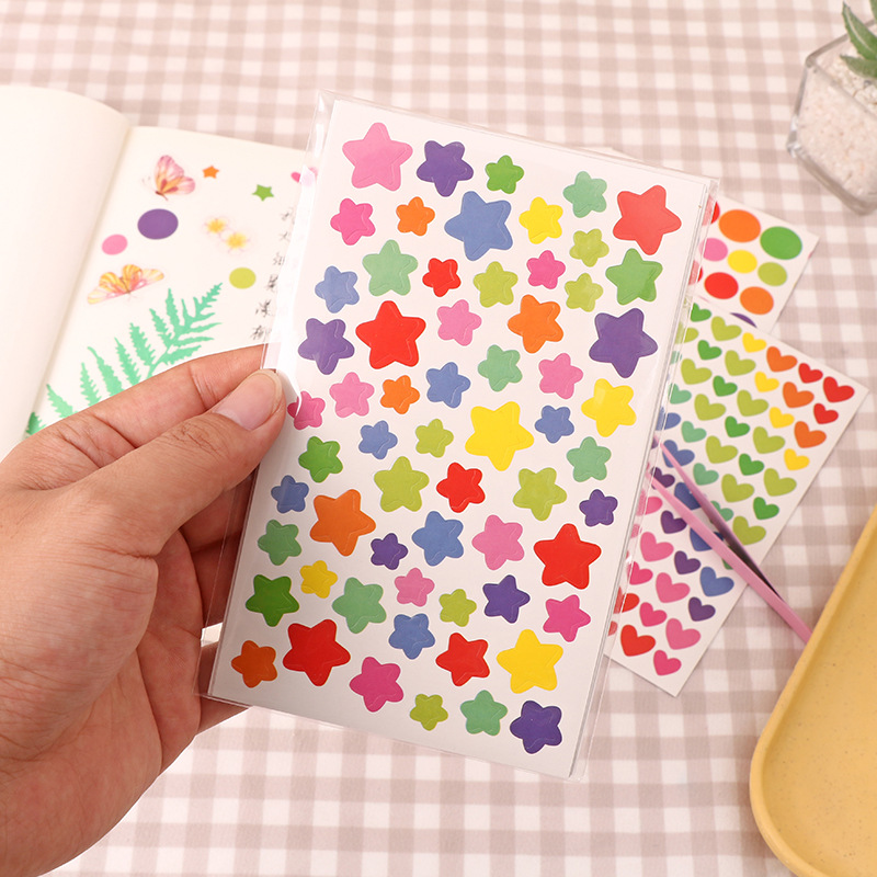 Children's sticker handmade star heart circle hand account sticker DIY photo album decoration accessory hand account sticker
