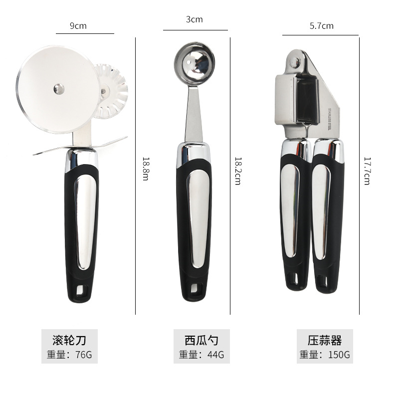 Stainless steel kitchen gadget set household garlic press ice cream scoop peeler fish scale peeler kitchen tools