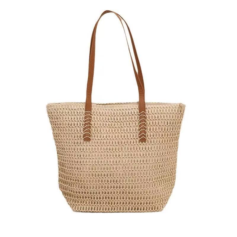 Single Shoulder Straw Bag New Handwoven Bag Women's Beach Large Capacity Tote Bag Vacation Beach Bag
