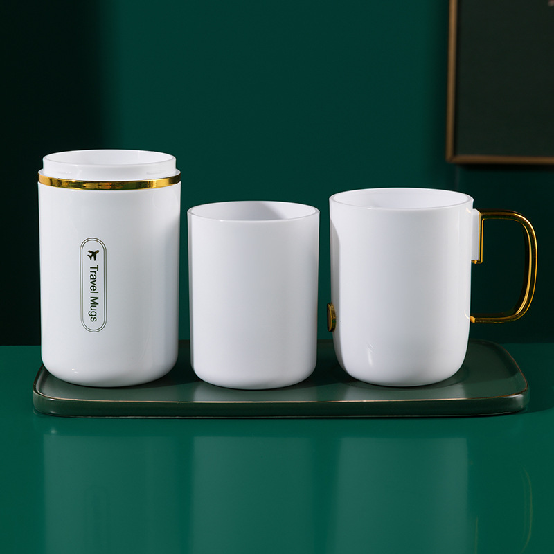 New Home Gold-Plated Rinse Cup Set Couple Convenient Travel Toothbrush Box Toothpaste Storage Toiletries Set