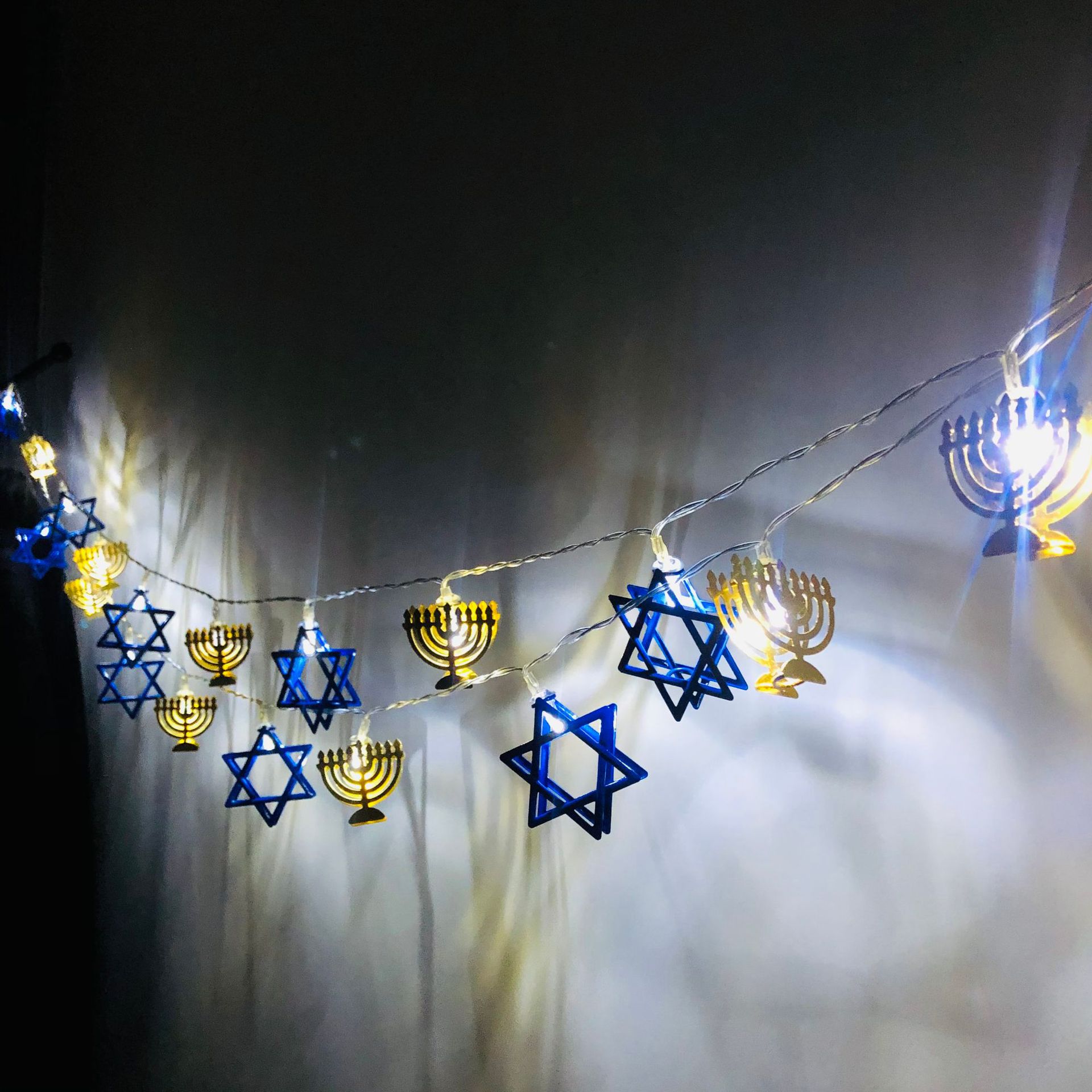 LED Menorah Star of David Light String, Hexagram Star of David Light String, Christmas Hanukkah Decorative Lights