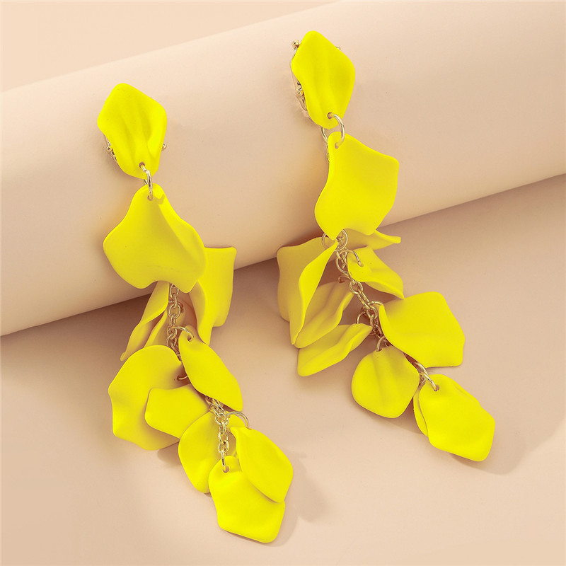 Rose Petal Long Tassel Earrings Elegant Eco-Friendly Earrings for Women