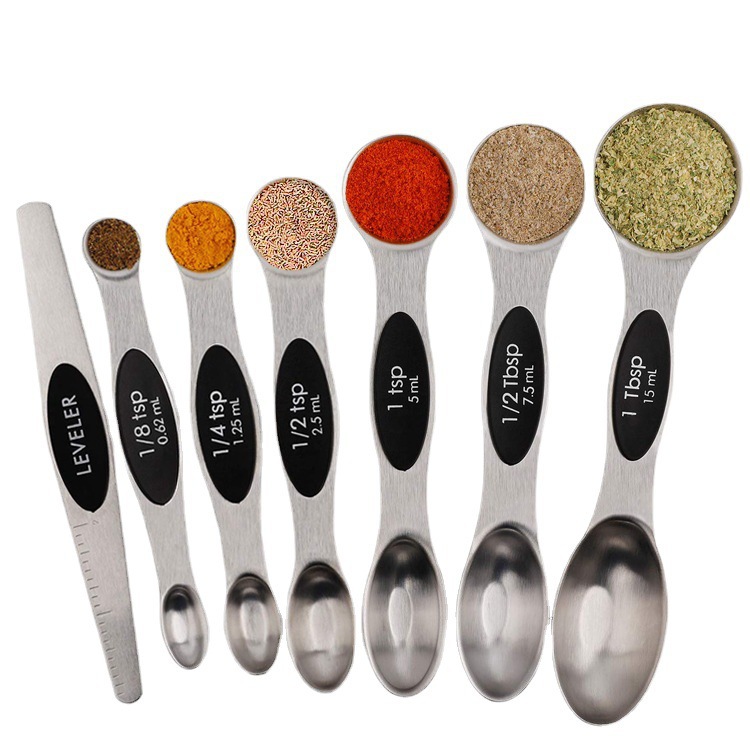 FCM Magnetic Overlapping 430 Stainless Steel Double Head Measuring Spoon Set with Scale Multifunctional Measuring Spoon