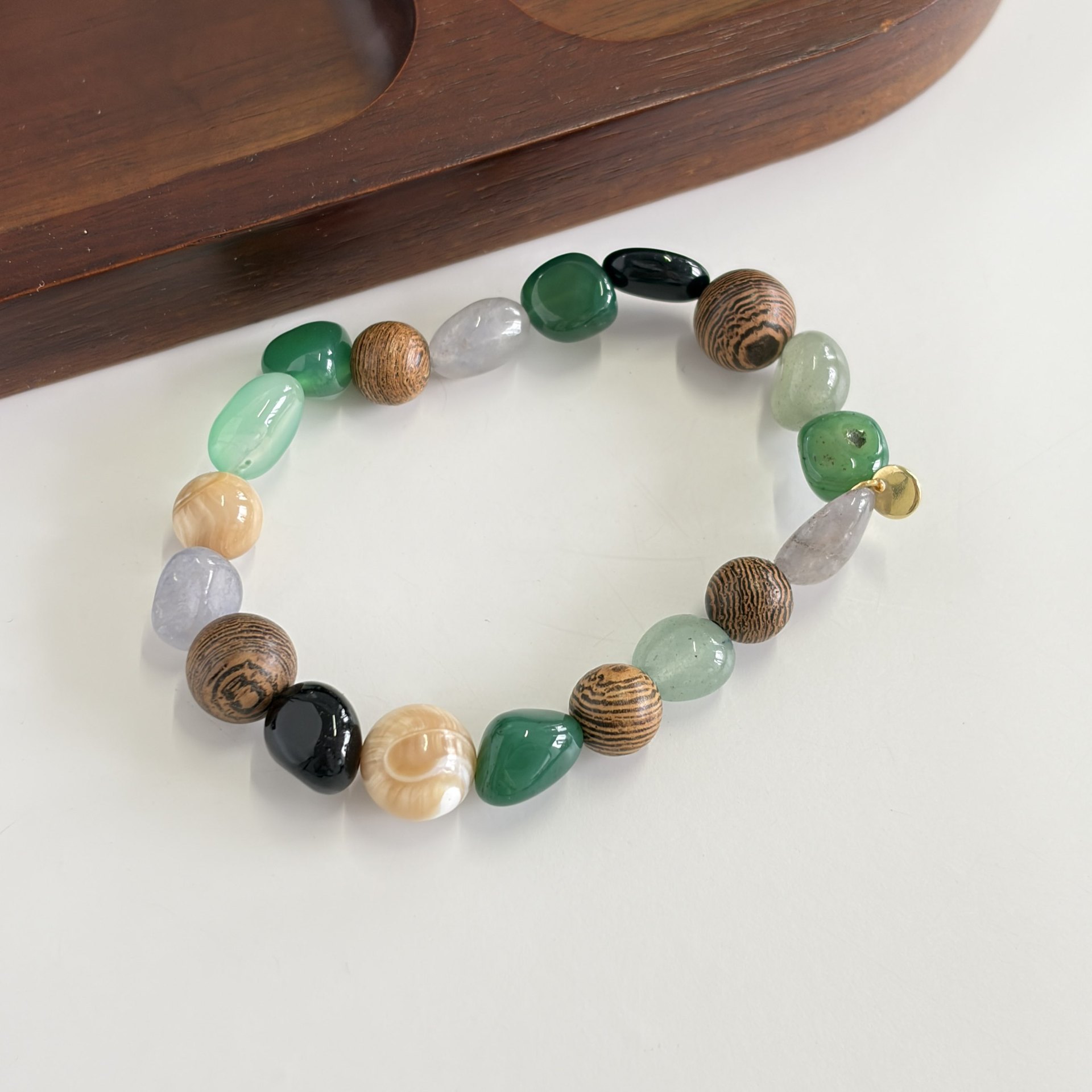 Spring Summer New Wizard of Oz Bracelet Necklace Natural Agate Aventurine Sandalwood Beaded Bracelet for Women Choker Chain New