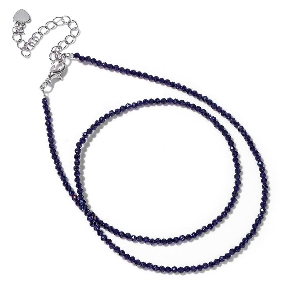 2mm stone bead thin necklace unisex simple single layer multi-color best friend gift collarbone chain