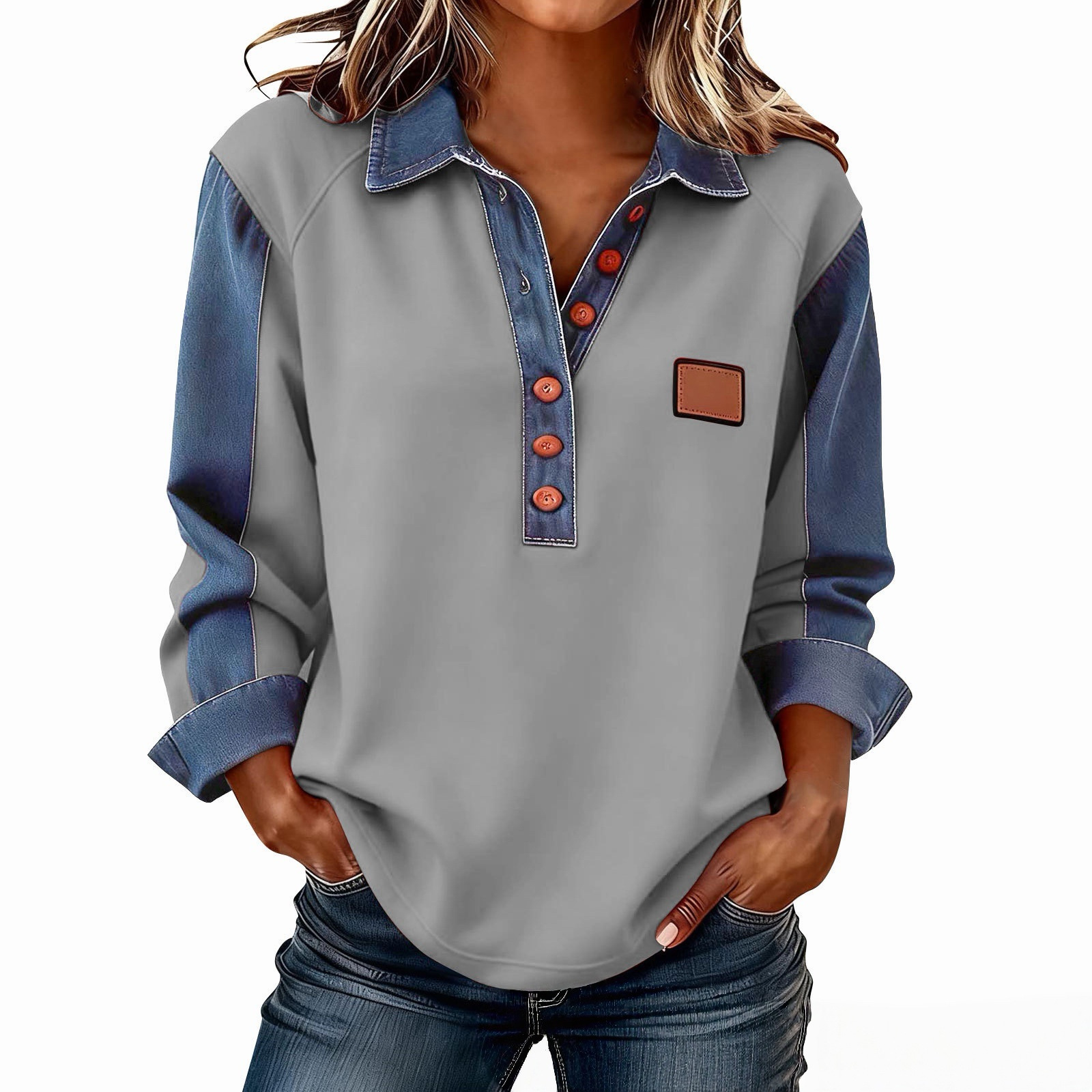 2026 Independent Station Summer Women's Solid Color Simple Elegant Button Long Sleeve Shirt
