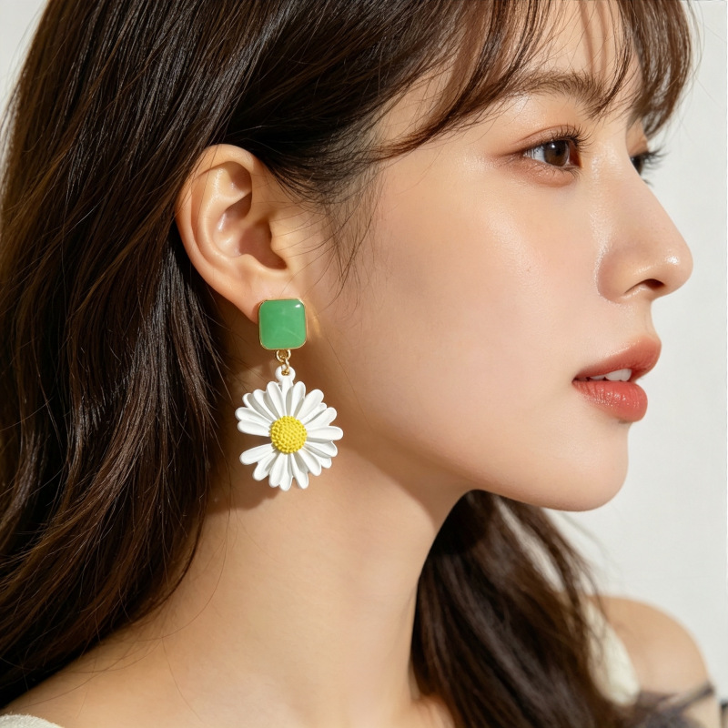 Drip glaze sunflower daisy earrings women ear accessories ear drop