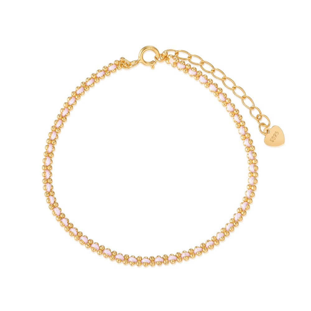 Live S925 sterling silver necklace bracelet earrings ring for women, four-leaf clover lucky bead design exquisite women's jewelry