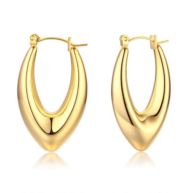 Stainless steel hollow earrings women geometric titanium steel ear hoops