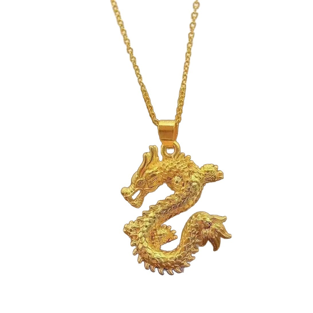 Sand gold jewelry Chinese style flying dragon in heaven pendant for men gold shop zodiac year necklace niche accessories