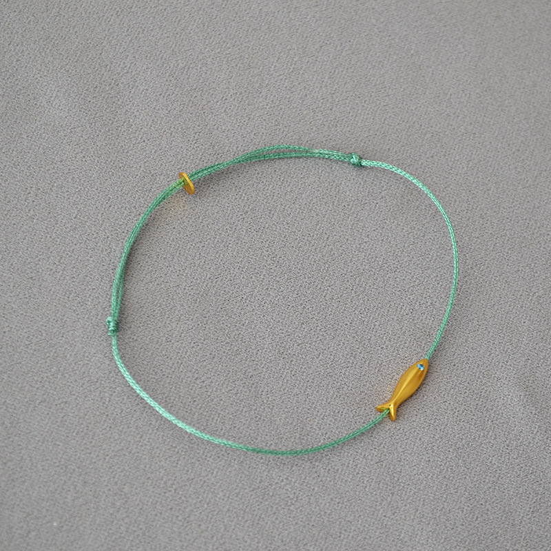 French blue silk thread woven golden koi small fish simple ultra-fine bracelet hand rope stack