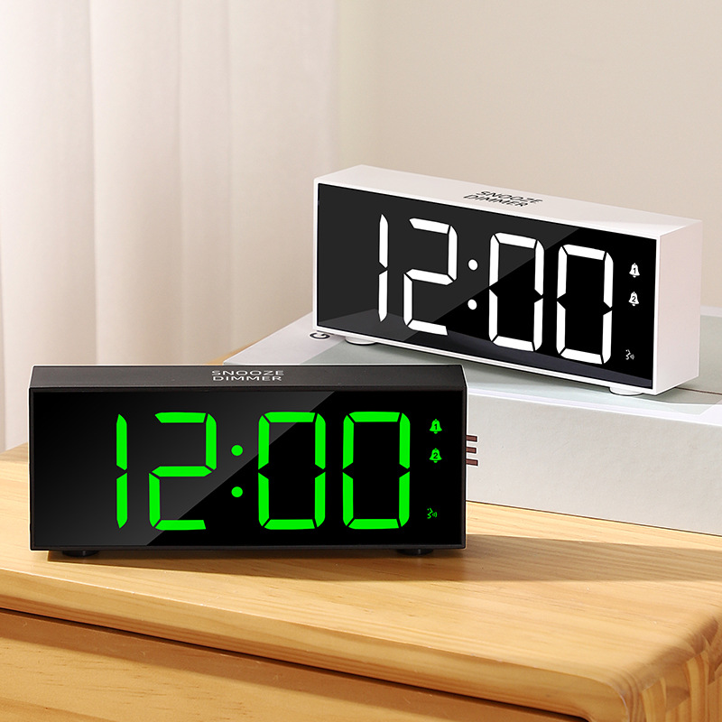New LED clock simple large screen color alarm clock temperature display bedside clock