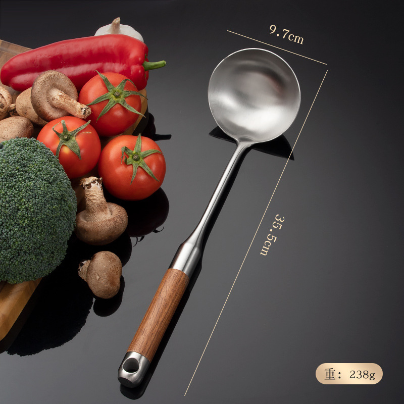 316 stainless steel spatula for kitchen, household kitchen tool set, rosewood handle soup spoon, strainer, stir-fry spatula