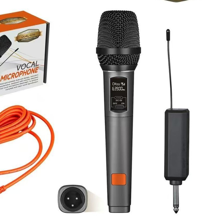 Strong Sound Battery Life Home Portable Handheld Microphone Wireless Wired Dual Use Microphone