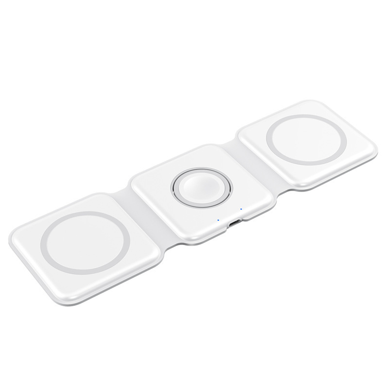 Three-in-one wireless charger magnetic foldable portable desktop charging dock 15W fast charging compatible with Apple Huawei