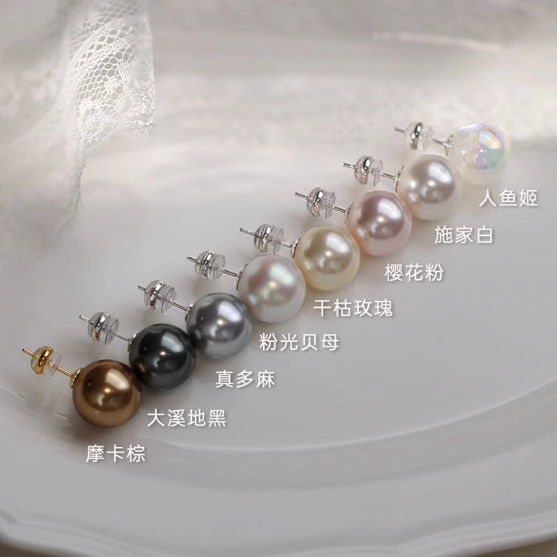 fever pearl earrings, Swarovski round s999 silver needle ear studs, strong luster earrings