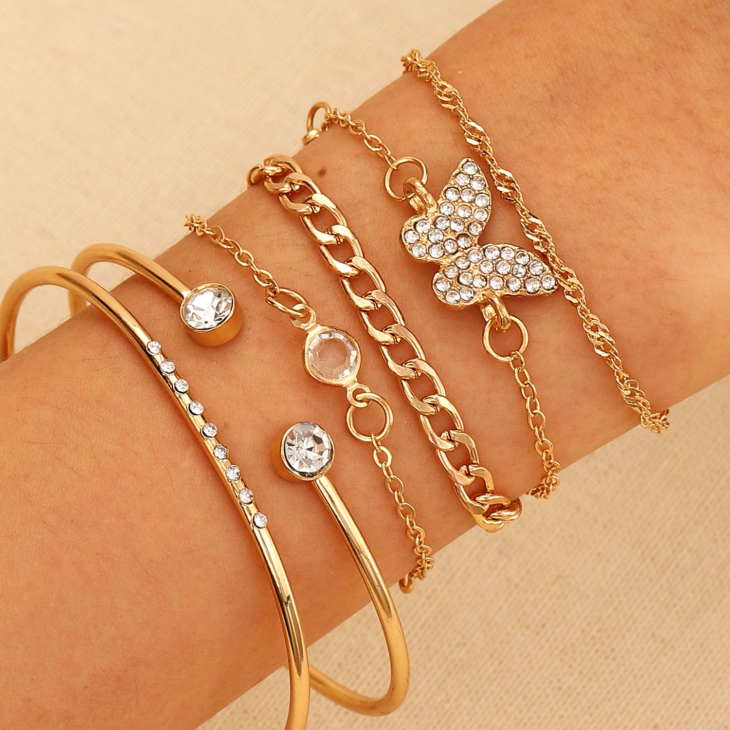 New Chain Bracelet Set Women Multi-Layer Simple Bangle Accessories