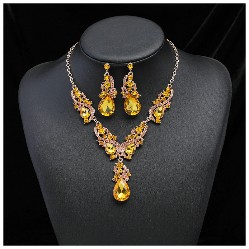 New Exaggerated Necklace Earring Set Cross-Border Exclusive Alloy Electroplated Jewelry Accessories Dress