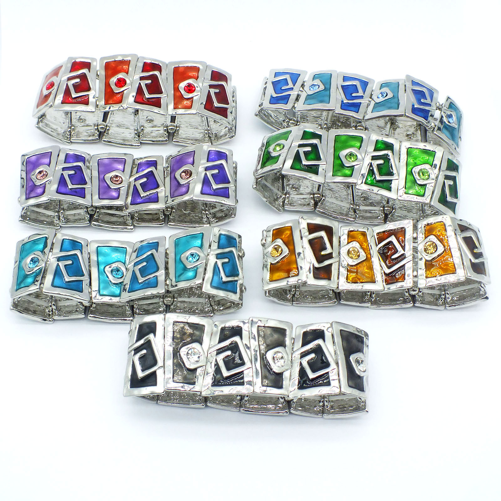 S95 Accessories Vintage Enamel Color Bracelet Oil Drop Spiral Elastic Bracelet