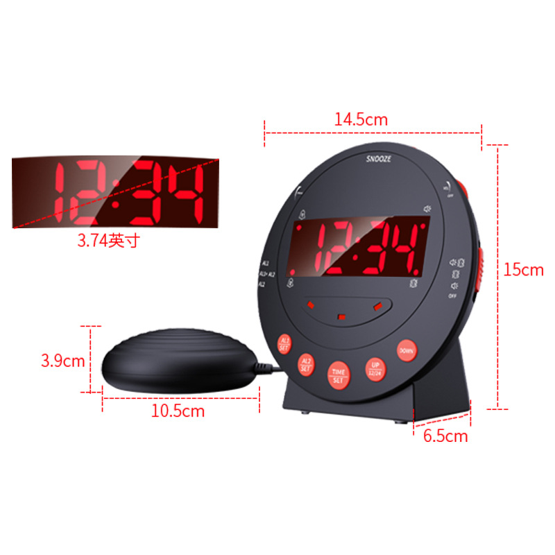 Vibration Electronic Digital Clock Dedicated Vibration Alarm Clock for Deaf and Elderly with Hearing Impairment