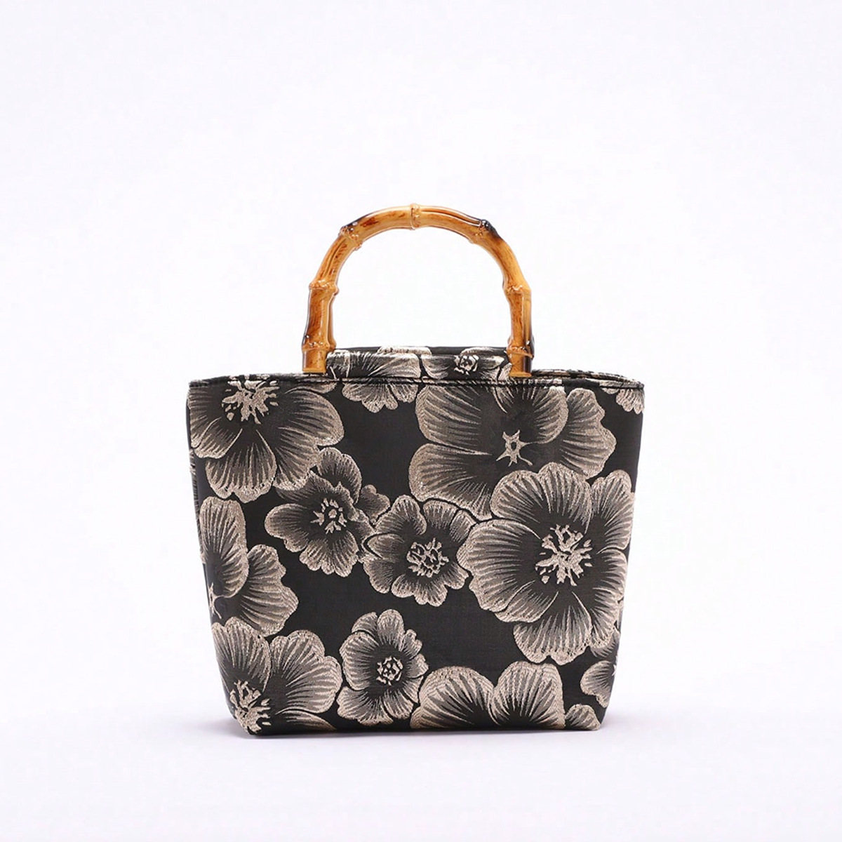Linen Bamboo Knot Handle Bag 2025 New Chinese Style Women's Flower Large Capacity Handbag