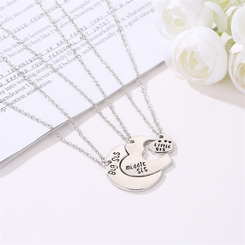 New Star Moon Sun Three-Piece Set Best Friends Girlfriends Alloy Diamond Inlay Two-Piece Necklace