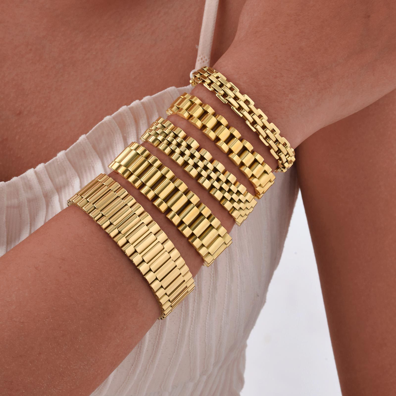 Huanmu Accessories Stainless Steel Watchband Bracelet Couple Watch Chain Titanium Steel Accessories Hand Jewelry