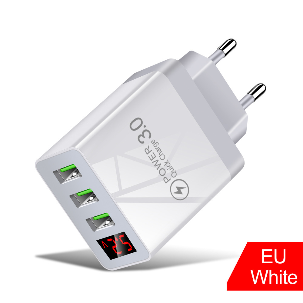 3USB Display Phone Charger EU US UK Plug Wall Charger Travel Charger