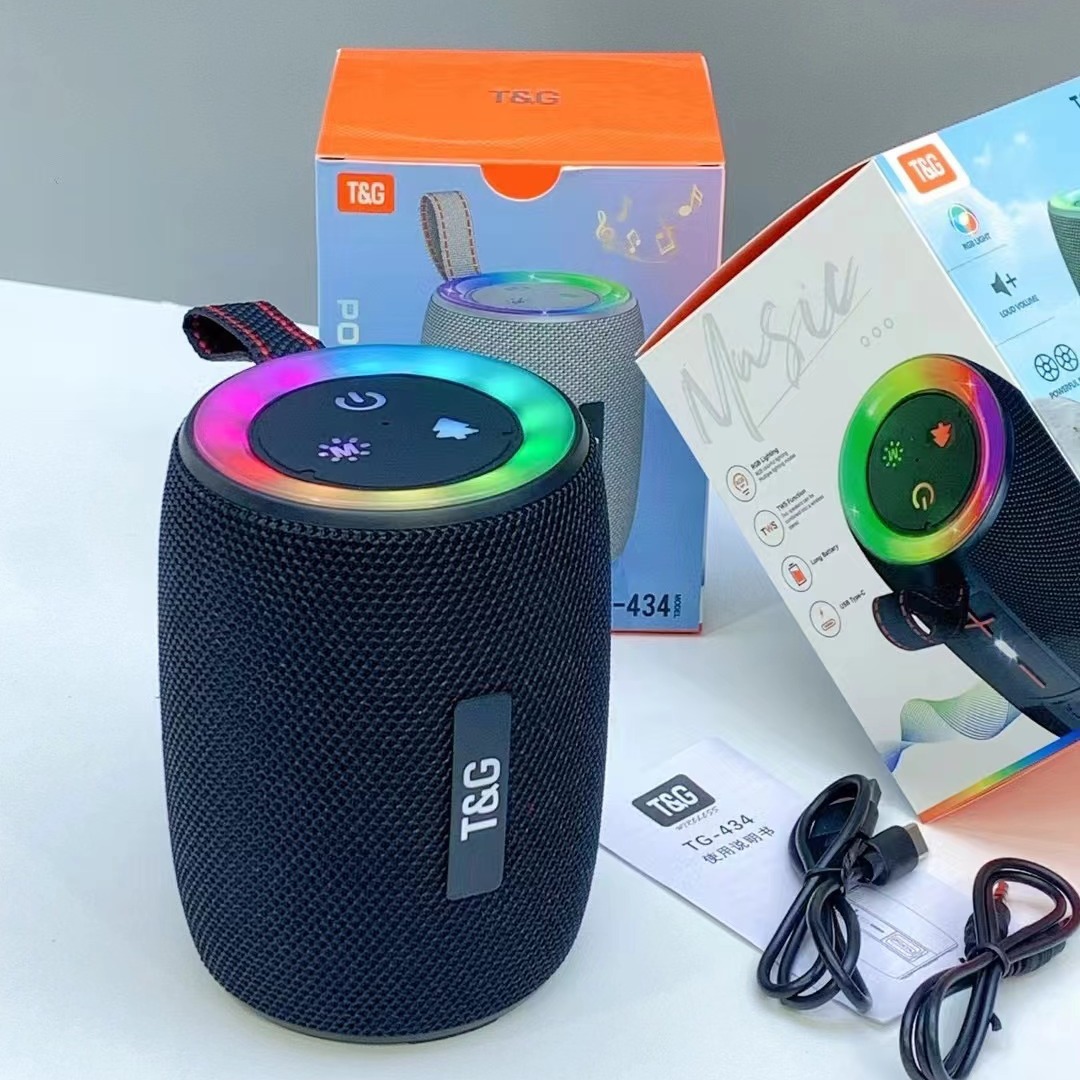 New TG434 Bluetooth speaker subwoofer outdoor wireless card EQ sound effect LED light effect Bluetooth audio